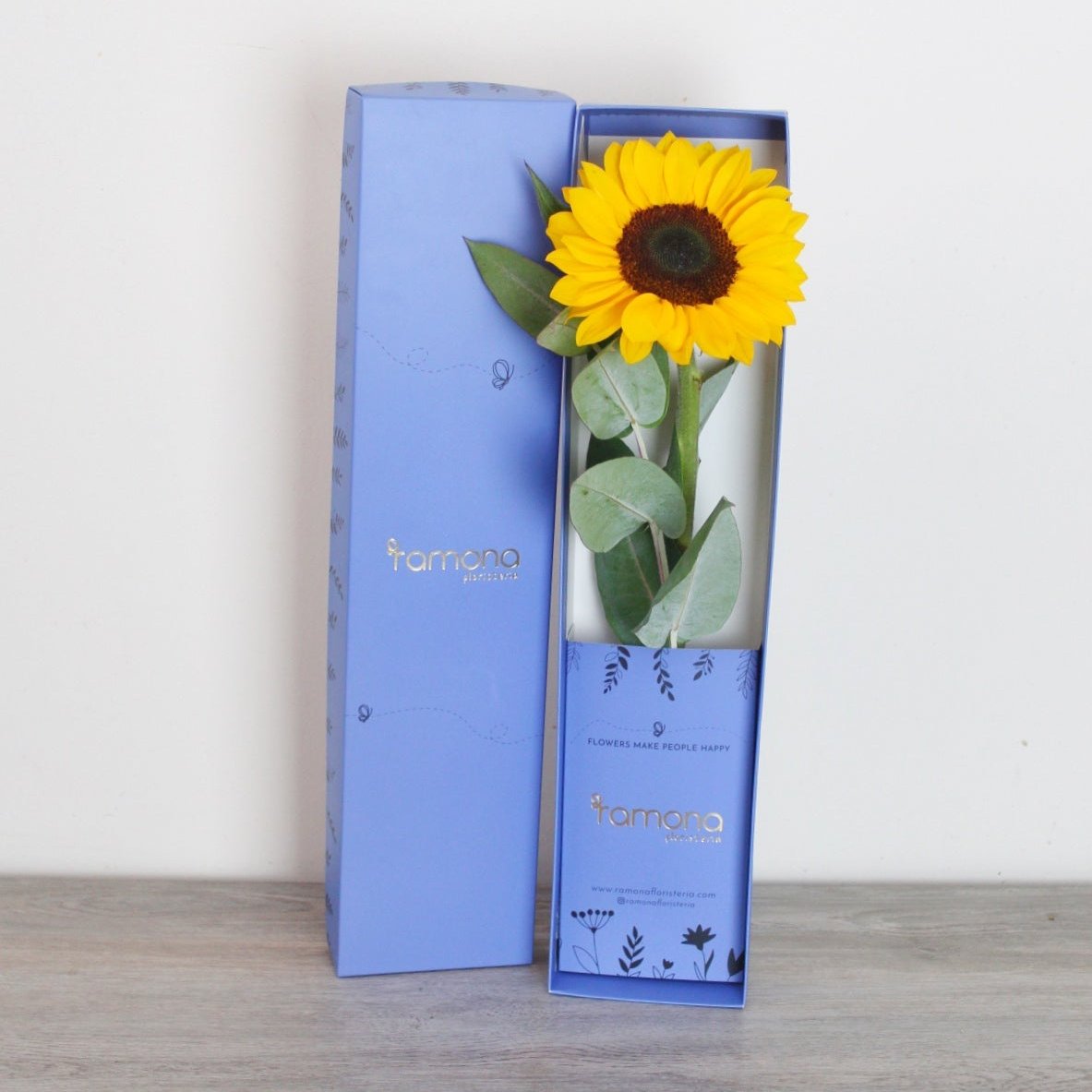 Caja de girasol x 1 - FA - Ramona Floristería 💐