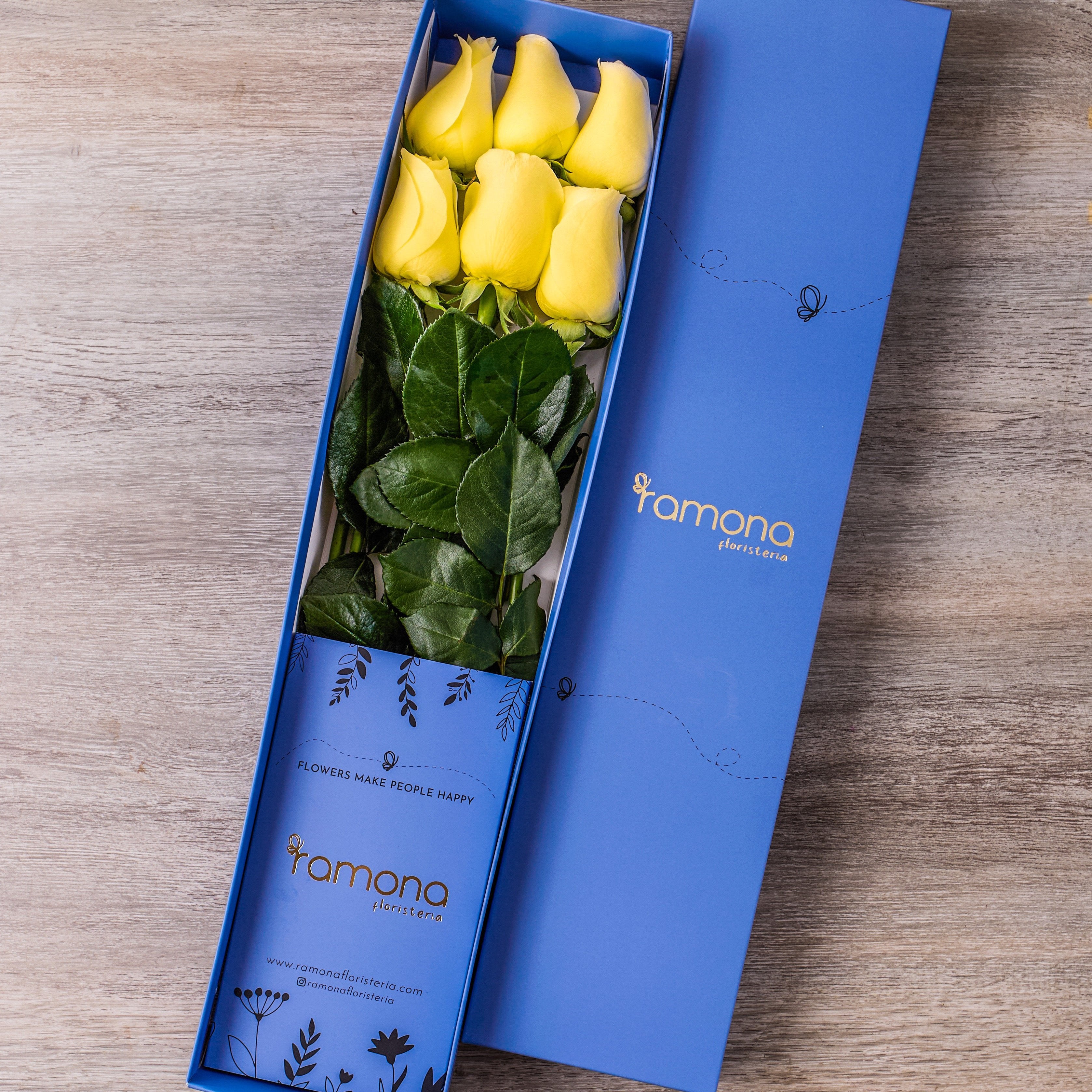Caja de Rosas x 6 - Amarillo