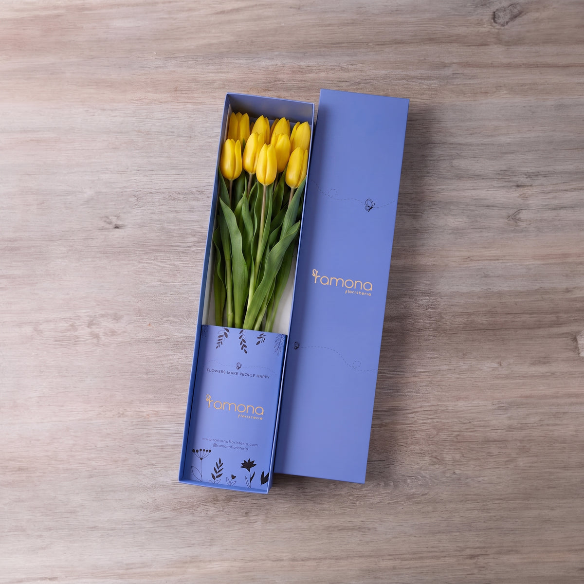 Caja de Tulipanes Amarillos x 10