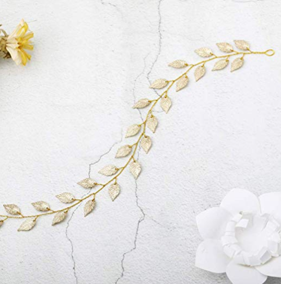 Tocado Hojas Doradas - Ramona Floristería 💐