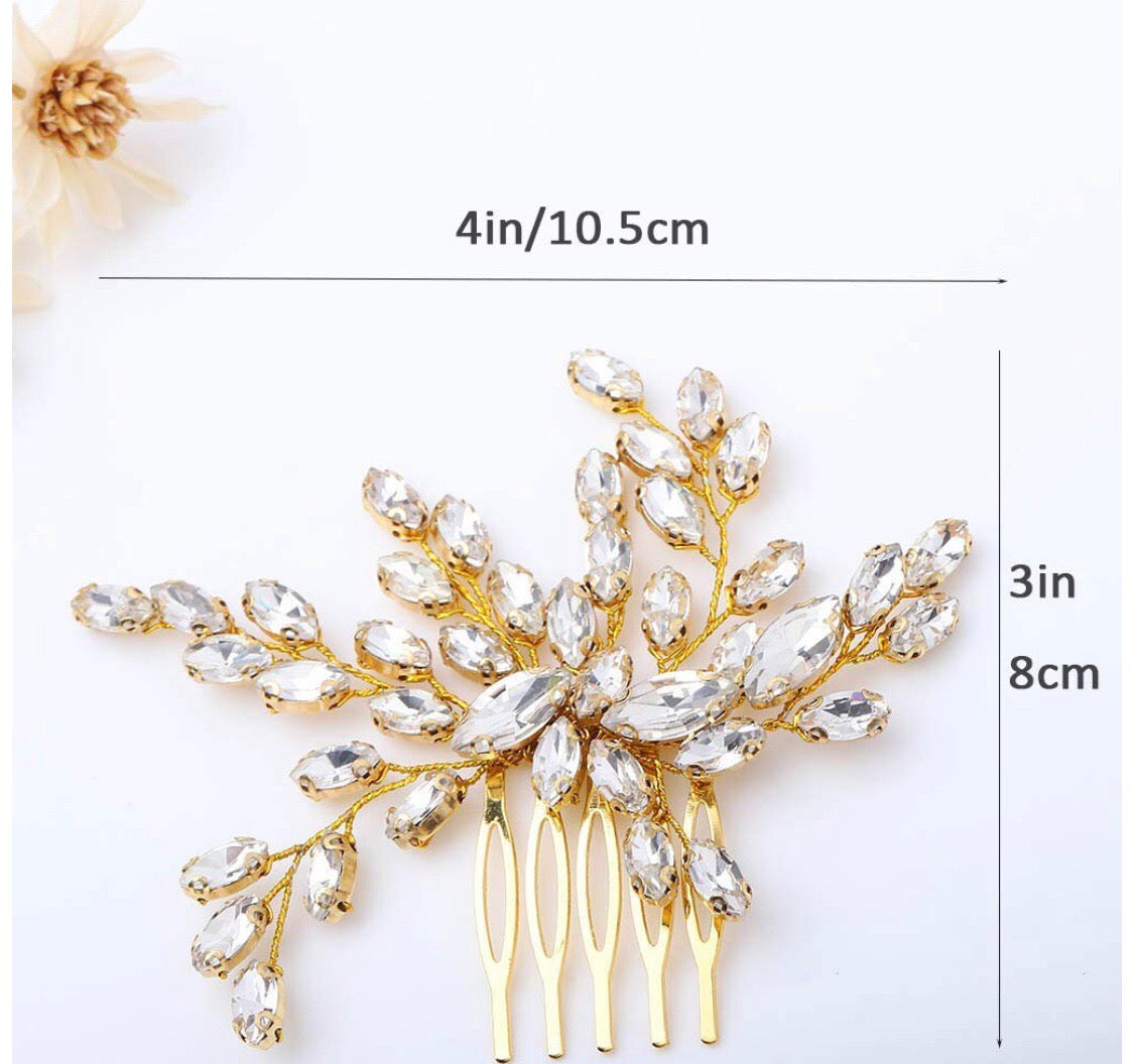 Tocado peineta con brillos dorados - Ramona Floristería 💐